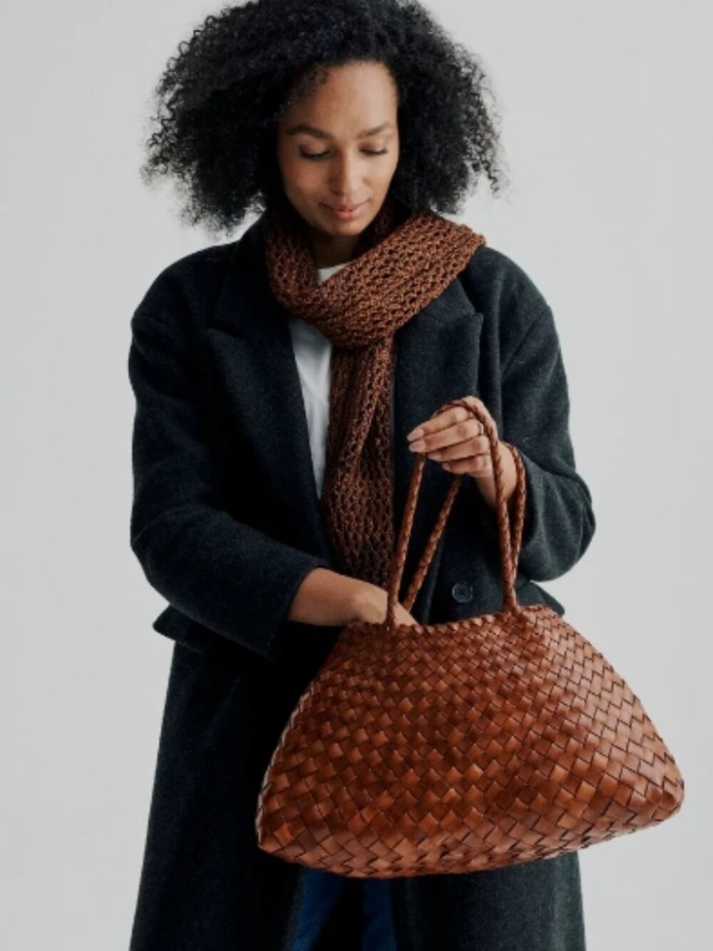 Dragon Diffusion Santa Croce Big Tan Handwoven Leather Tote | Like New